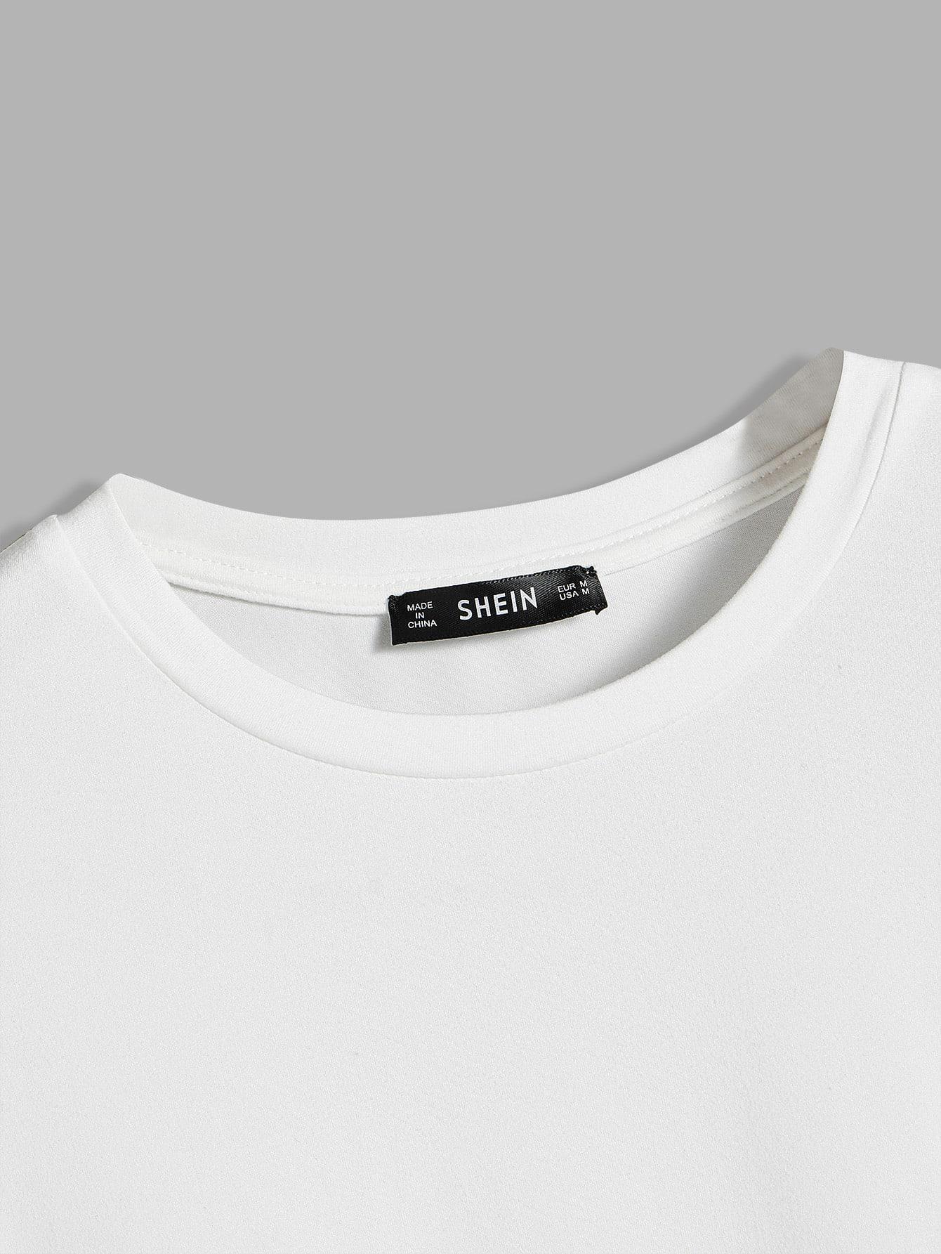 biały t-shirt okrągły dekolt