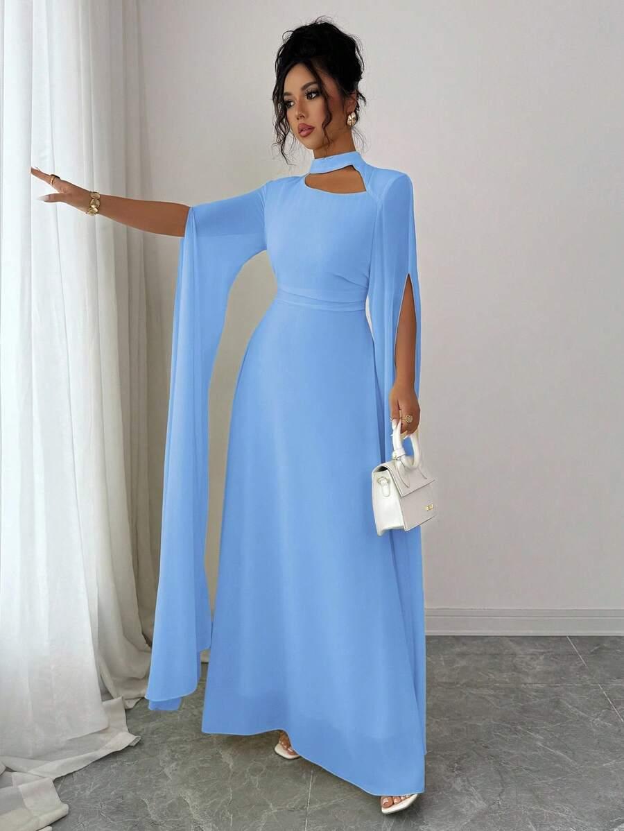 niebieska maxi sukienka
