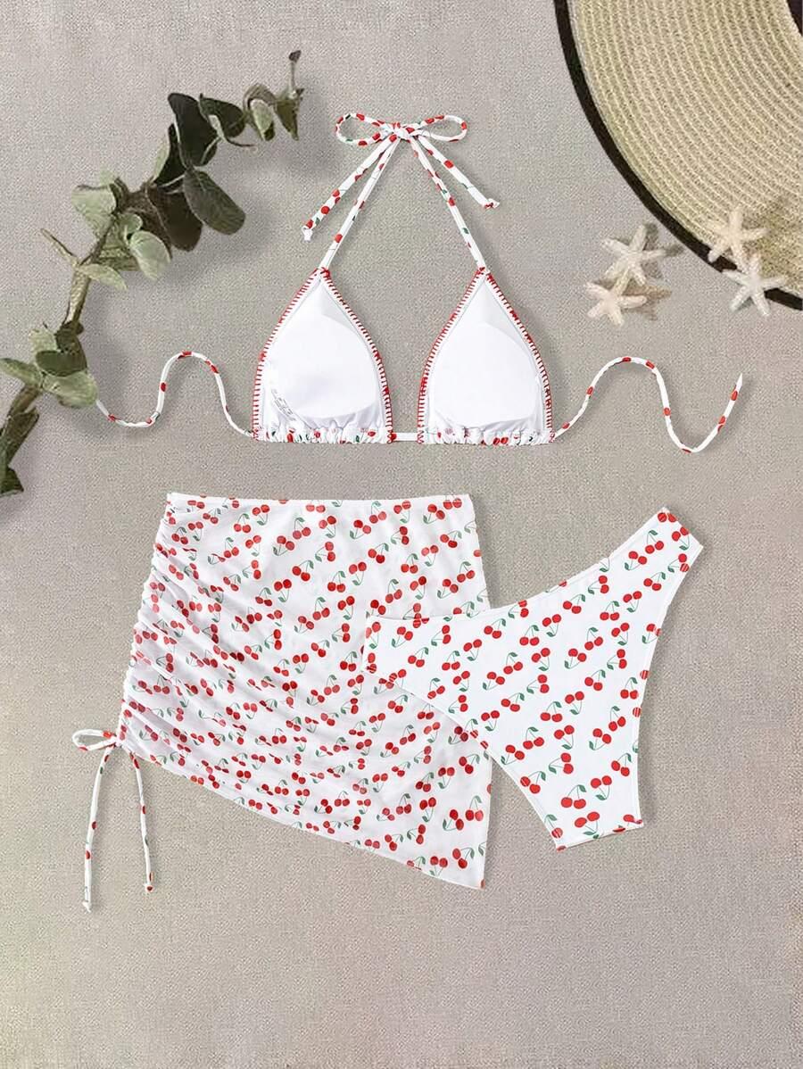 dół od bikini wzór wiśnie