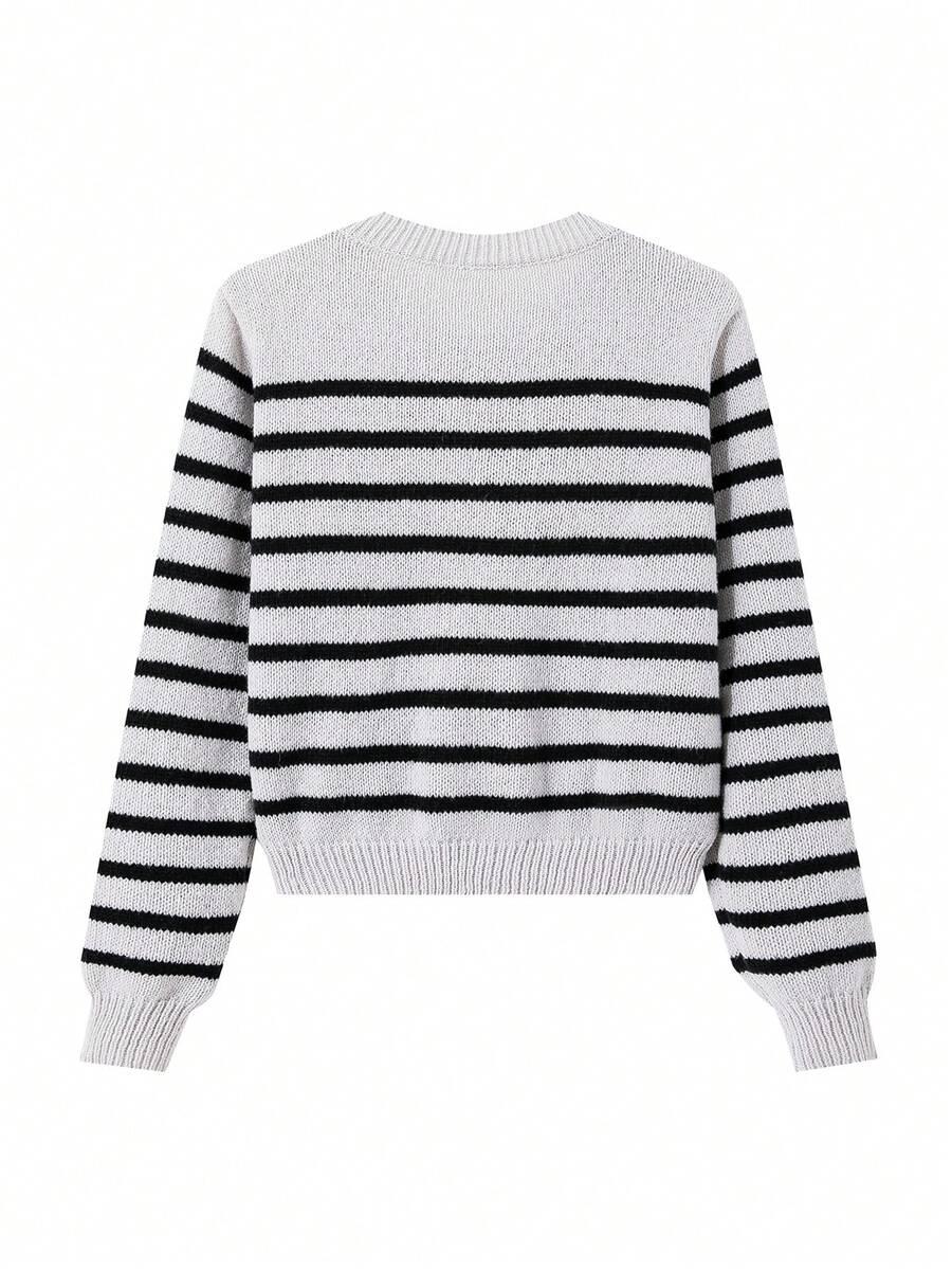 sweter kardigan wzór paski guziki