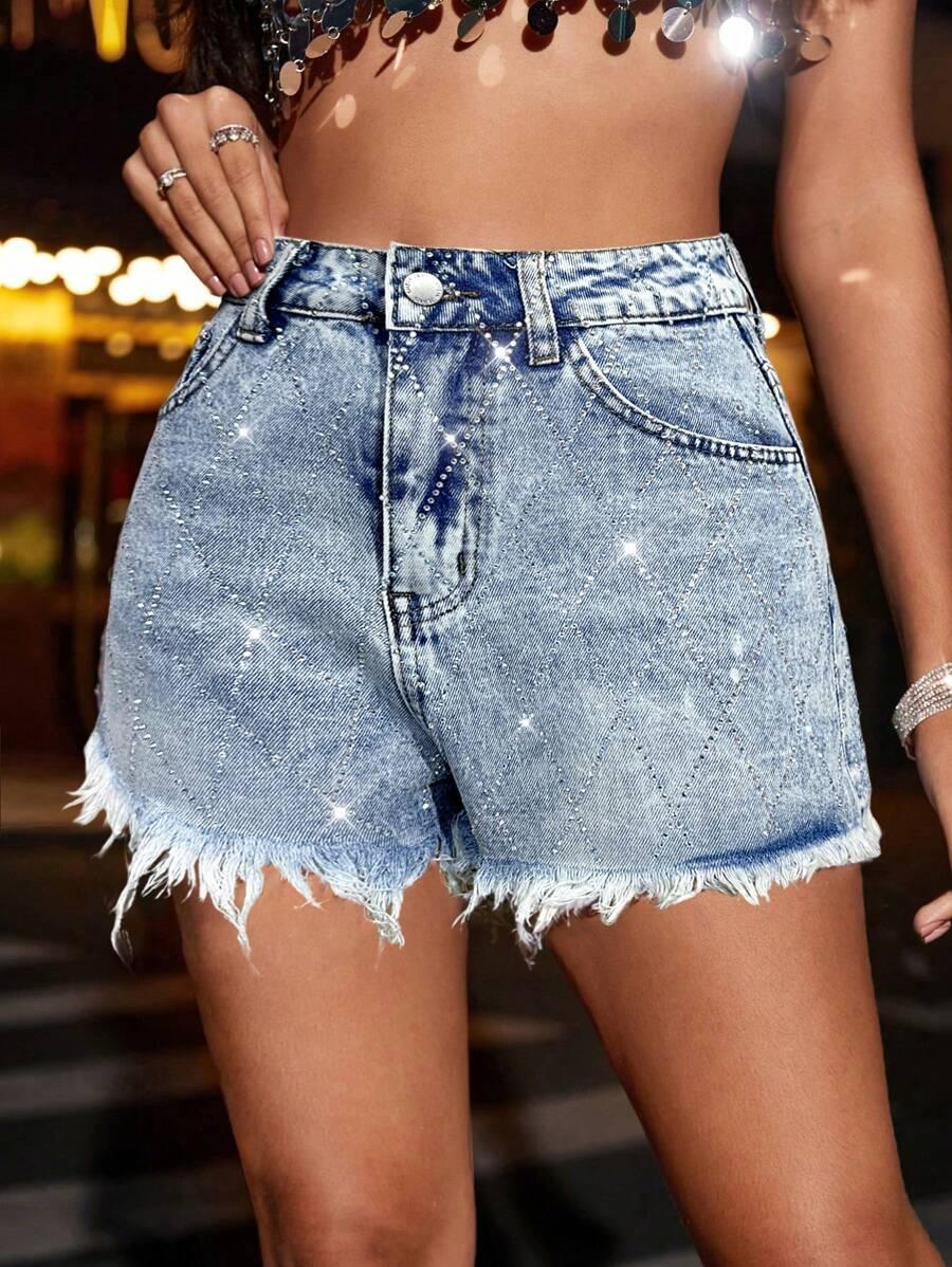 KRÓTKIE SPODENKI JEANS POŁYSK