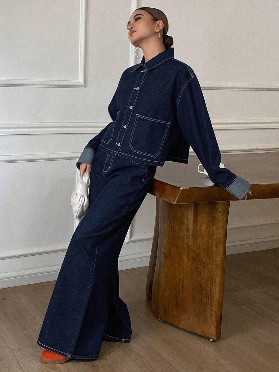 komplet spodnie kurtka jeans