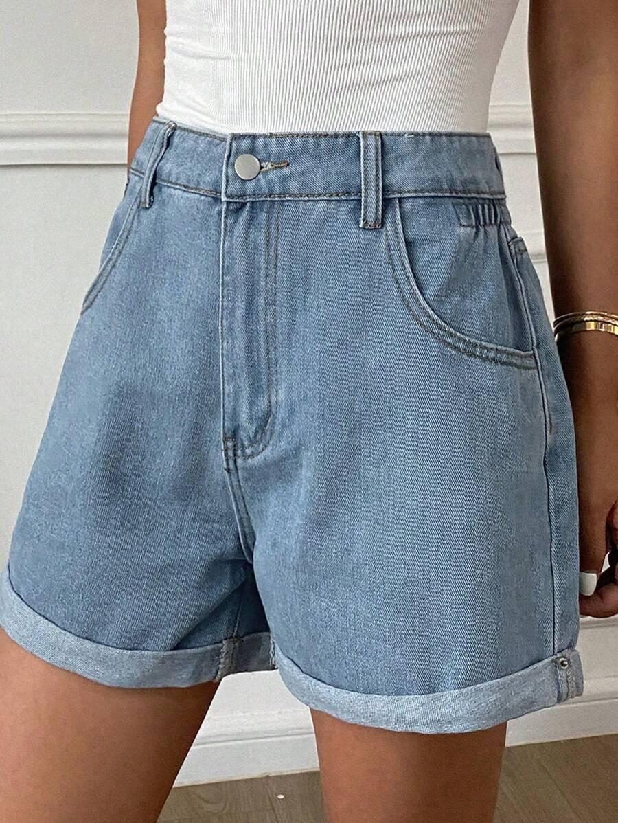 spodenki jeans wysoki stan