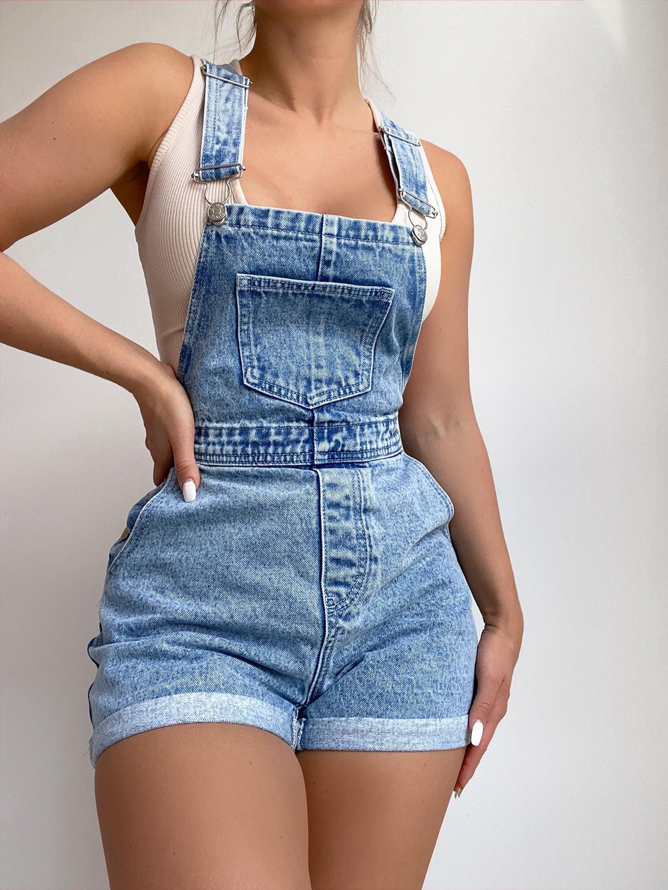 spodenki ogrodniczki jeans