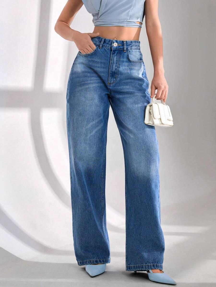 JEANSY DAMSKIE MOM JEANS BAWEŁNA WYSOKI STAN