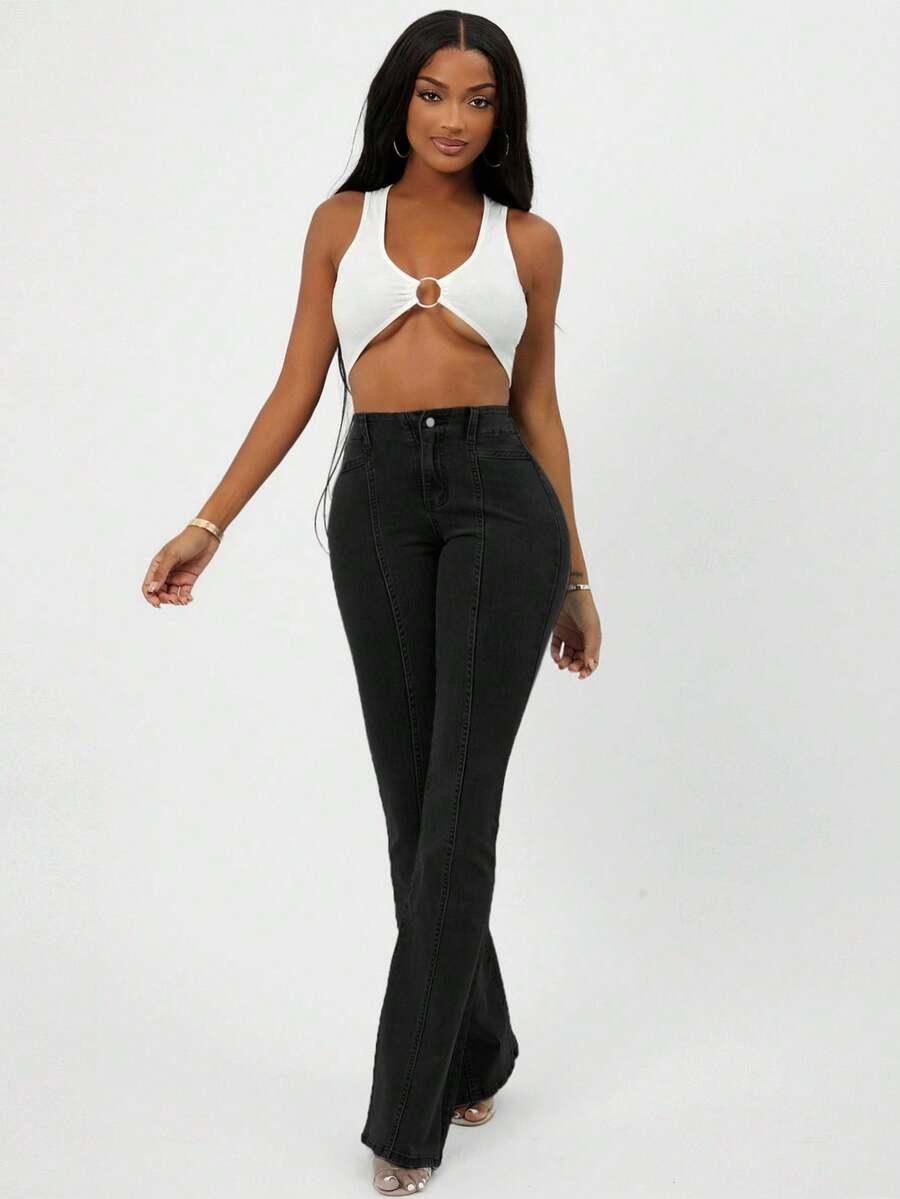 CZARNE SPODNIE JEANS