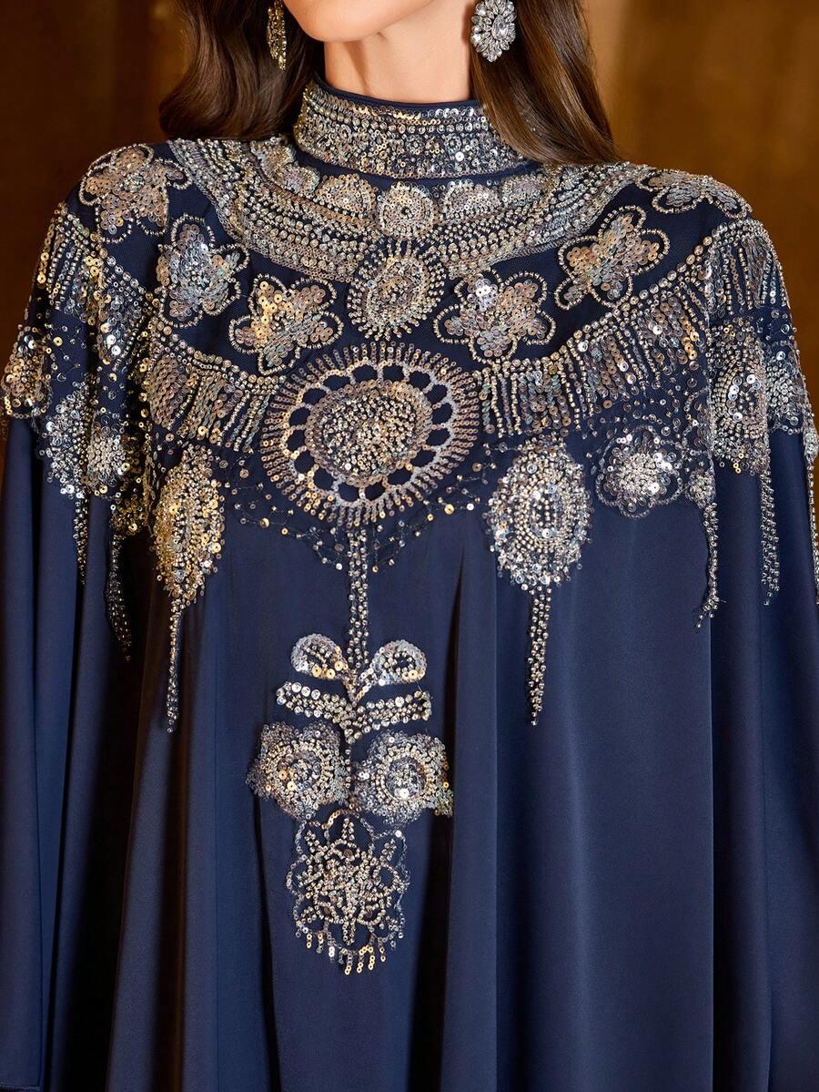 granatowa maxi sukienka oversize