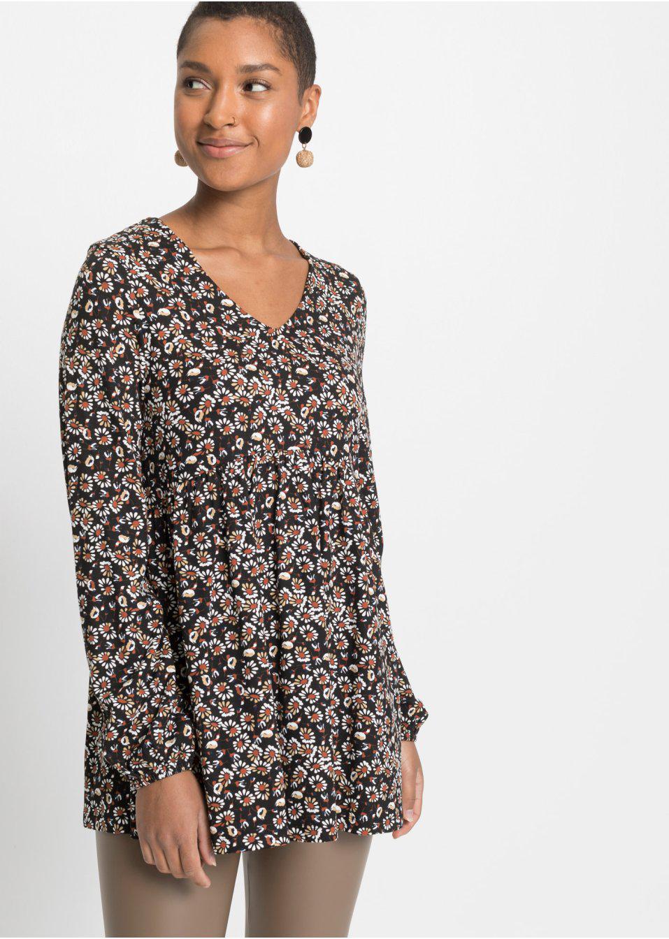 BLUZKA V NECK KWIATY