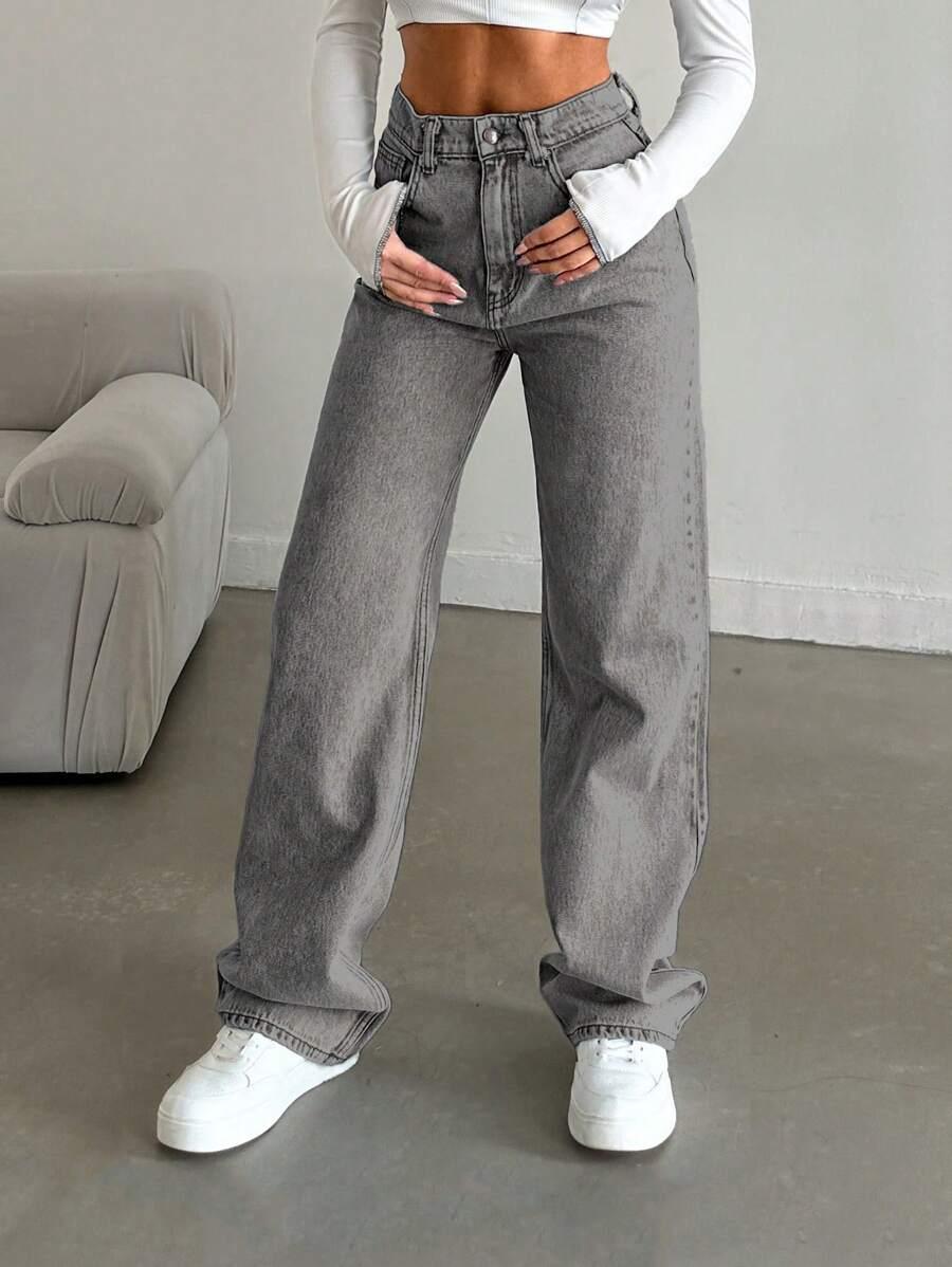 SZARE SPODNIE JEANS 