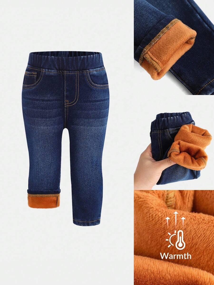 niebieskie spodnie ocieplane jeans