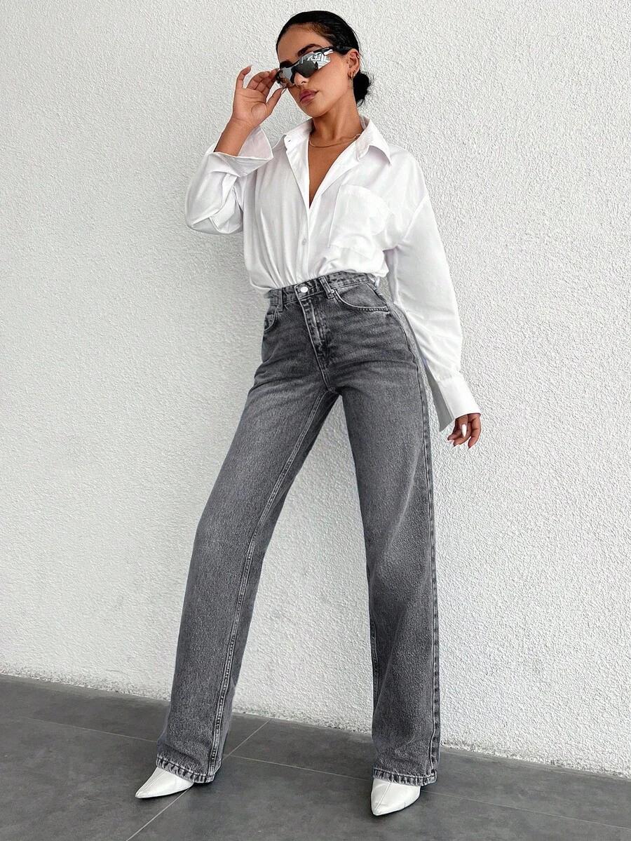 SZARE SPODNIE JEANS 
