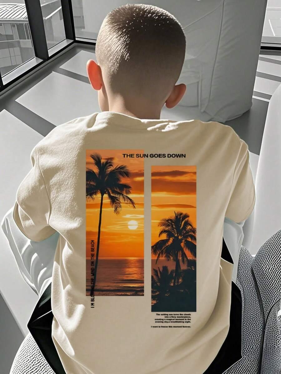 beżowy t-shirt print