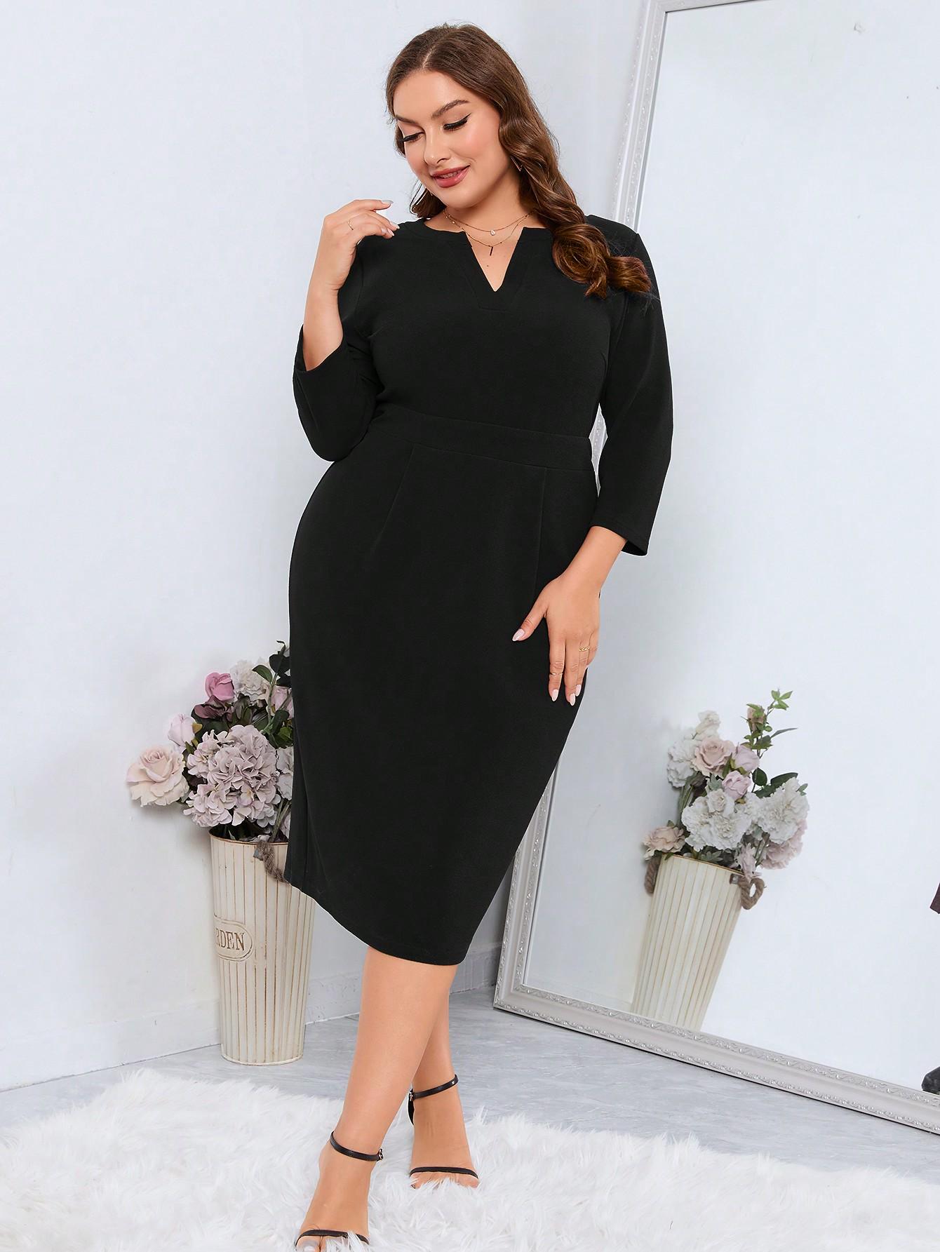CZARNA SUKIENKA V-NECK