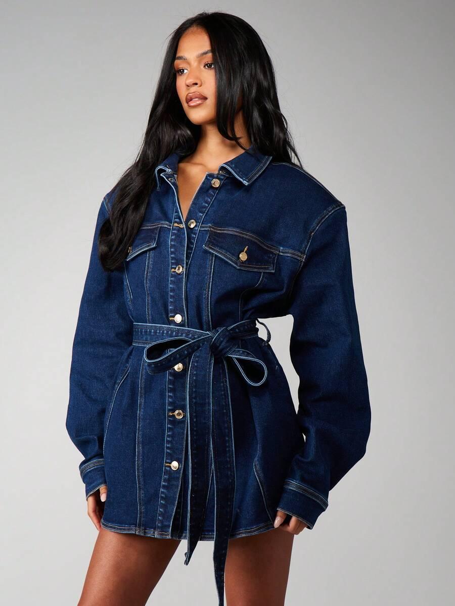 niebieska sukienka jeans