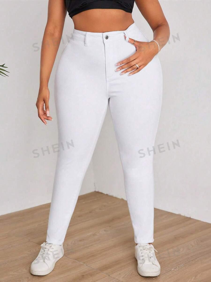 BIAŁE SPODNIE JEANS RURKI WYSOKI STAN