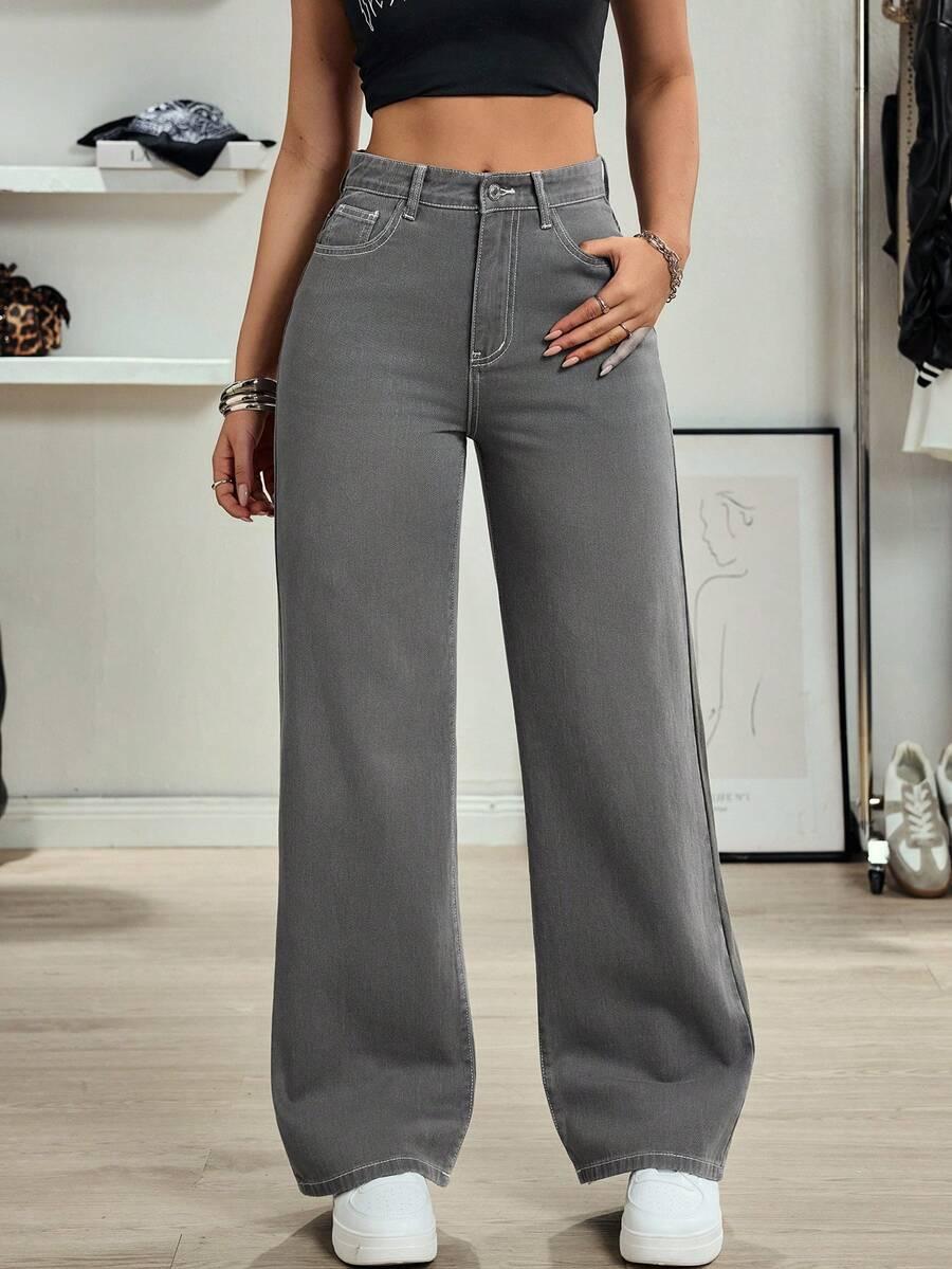 SZARE SPODNIE JEANS 
