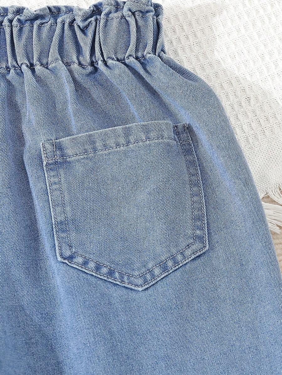 NIEBIESKIE SPODNIE JEANS paperbag haft
