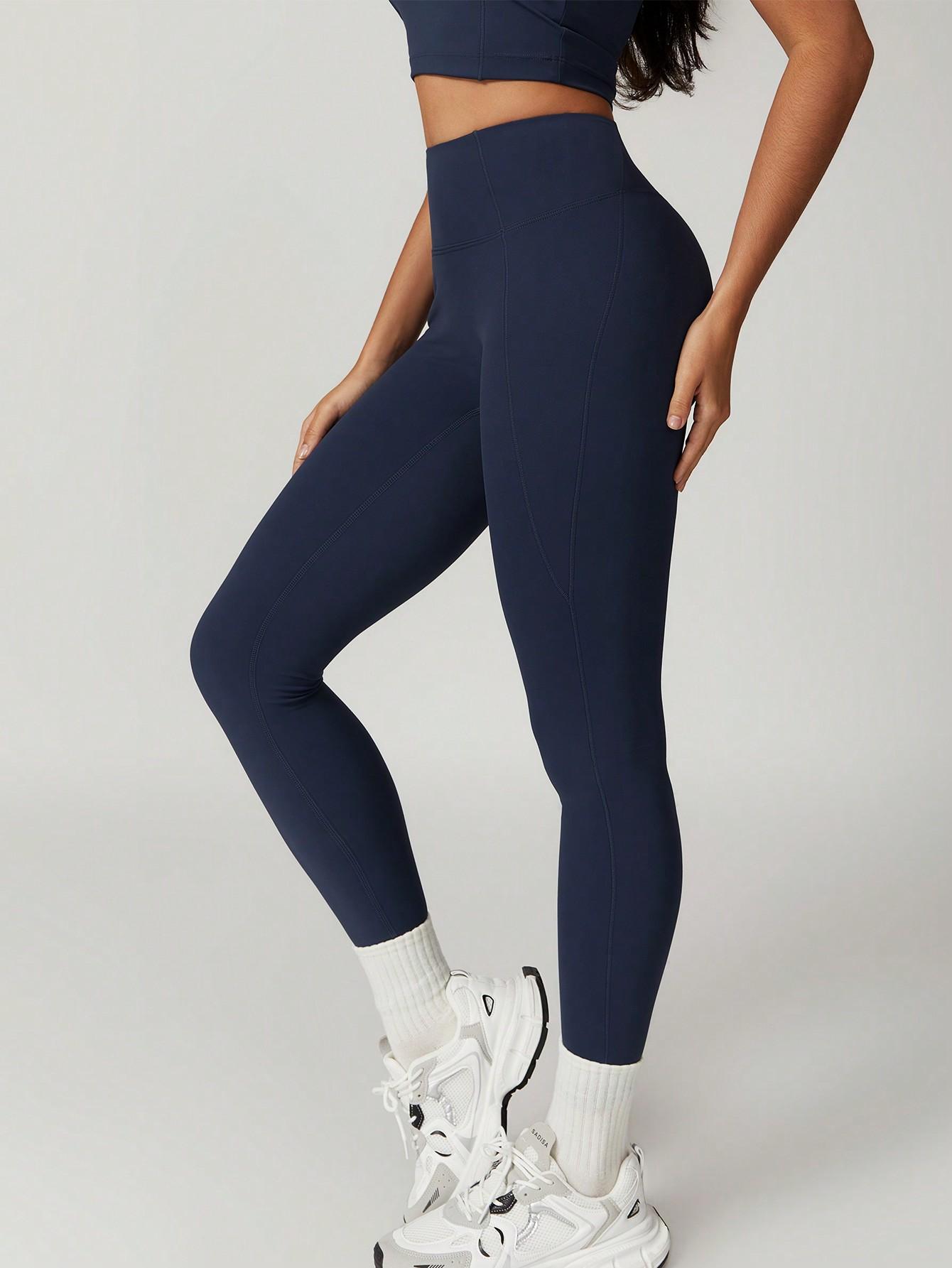 GRANATOWE SPORTOWE LEGGINSY