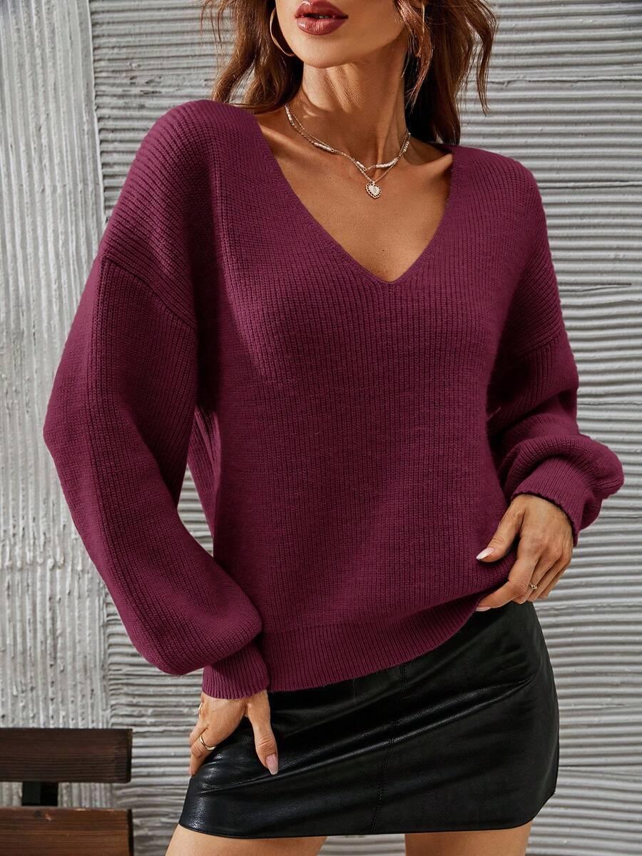 luźny sweter v neck 