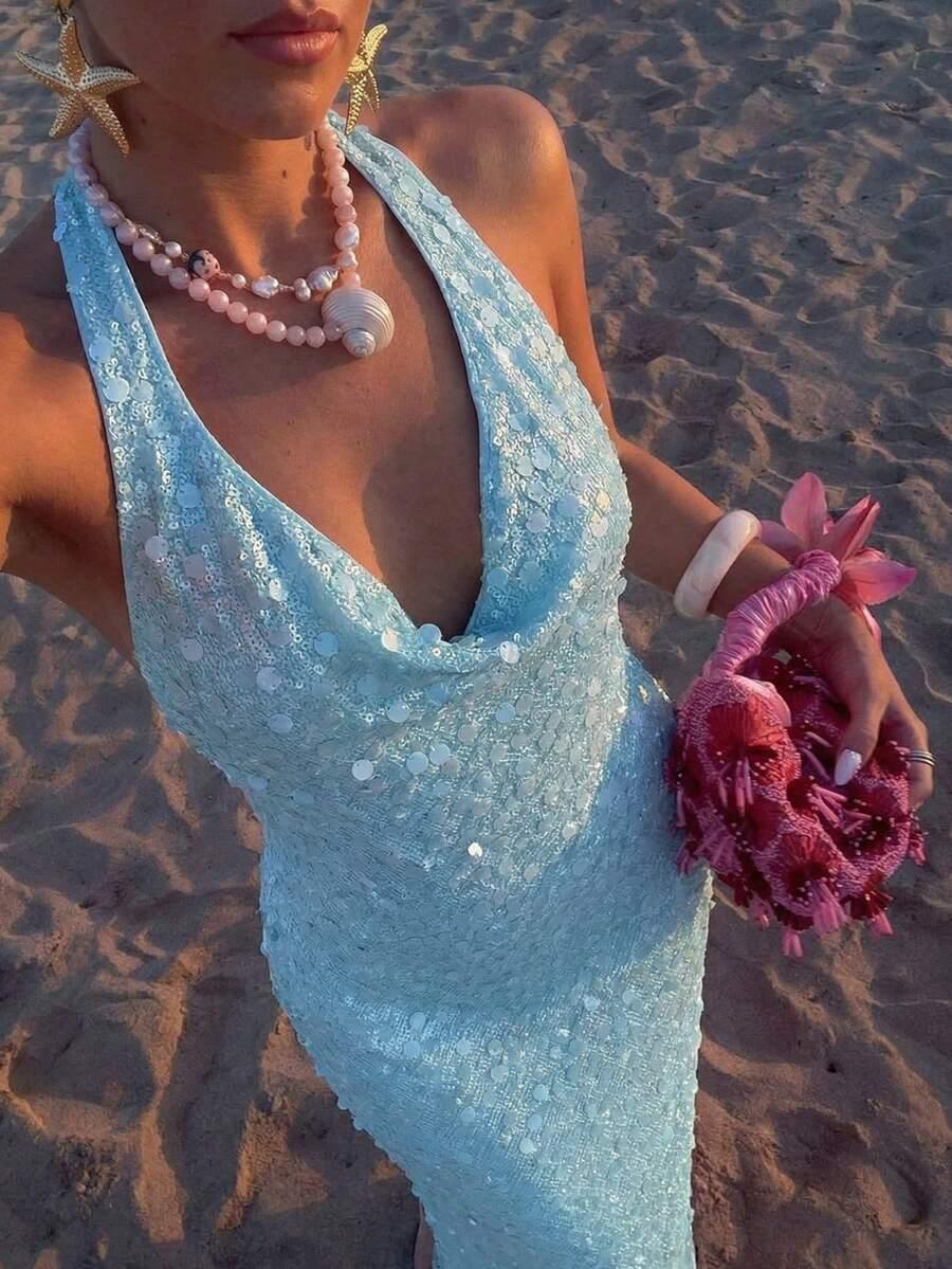 NIEBIESKA MAXI SUKIENKA 
