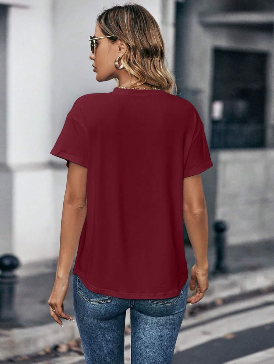CZERWONY T-SHIRT CASUAL