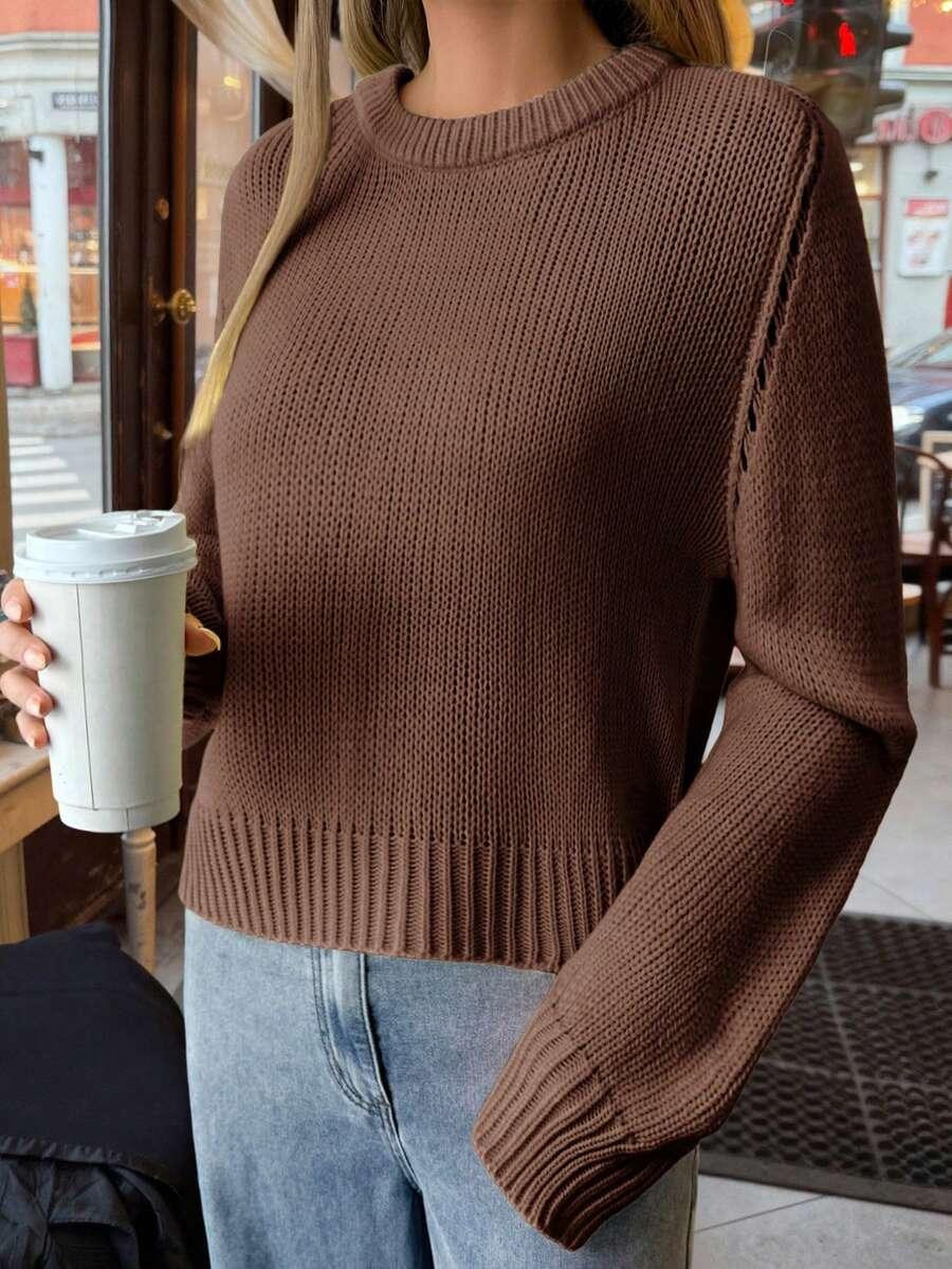 brązowy sweter długi rękaw