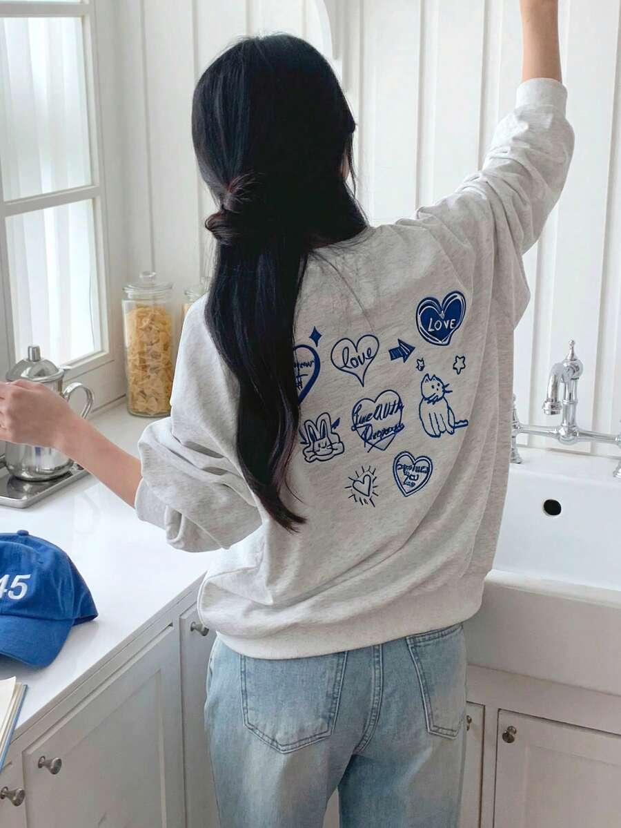 SZARA BLUZA NADRUK