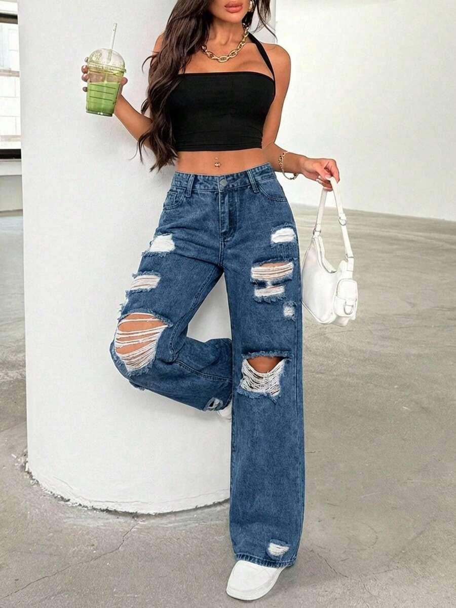 niebieskie spodnie jeans