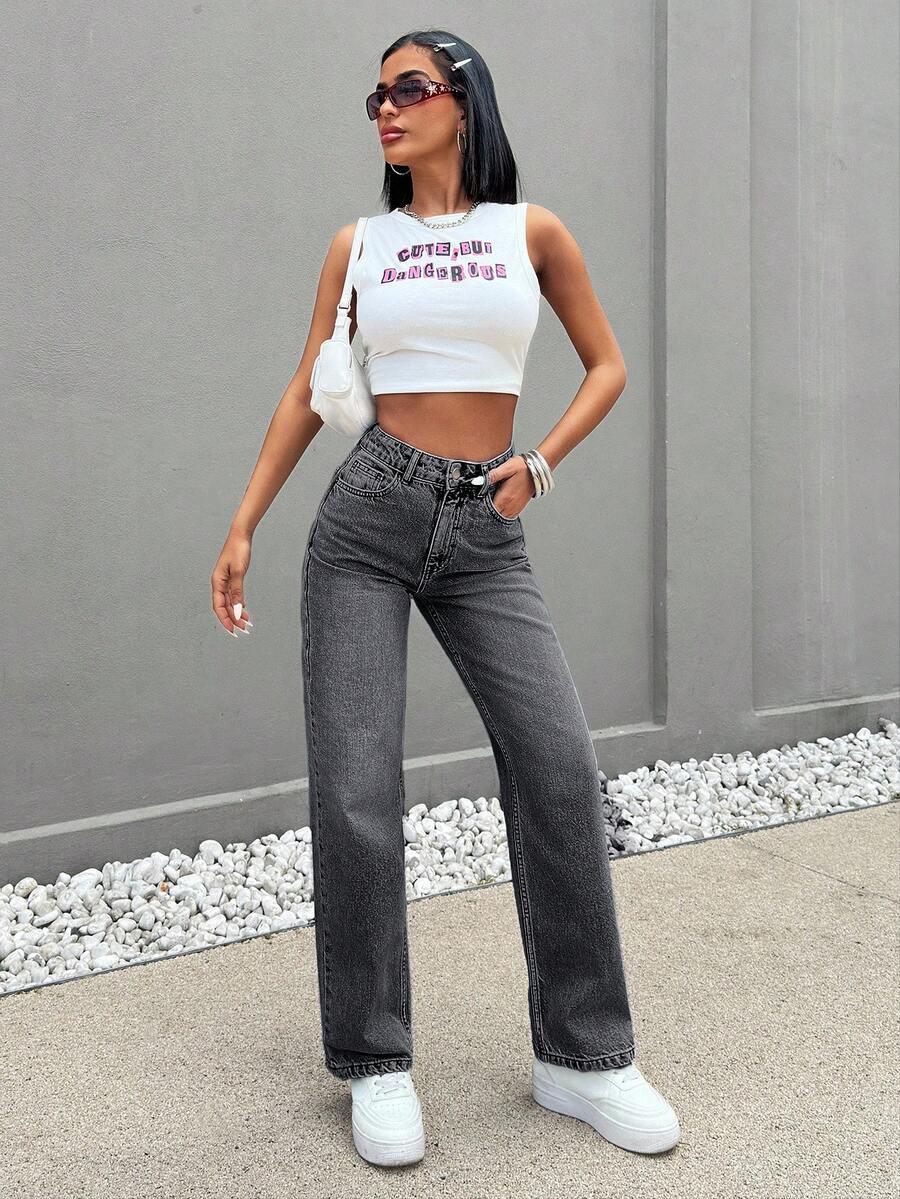 SZARE SPODNIE JEANS