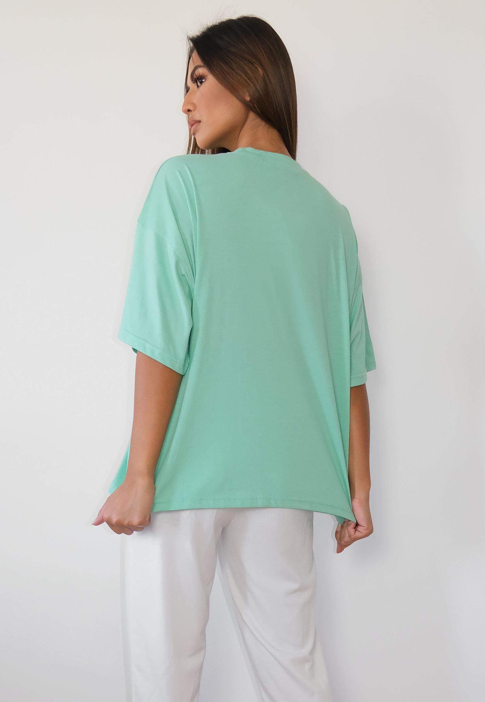 ZIELONY T-SHIRT OVERSIZE