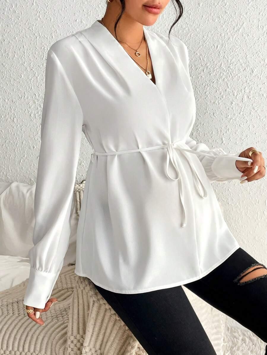 BIAŁA BLUZKA V-NECK