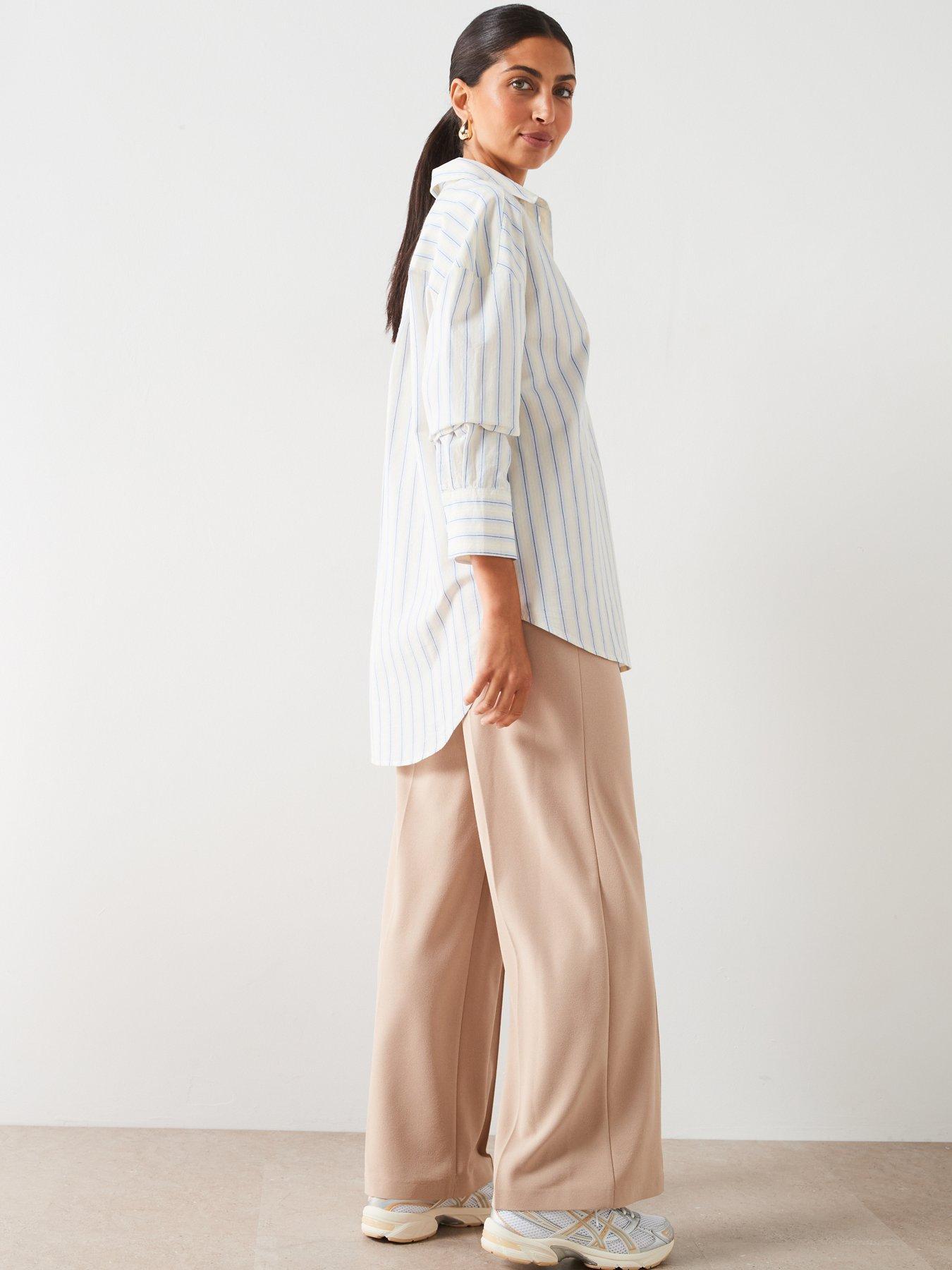 V BY VERY SPODNIE TWILLOWE WIDE LEG