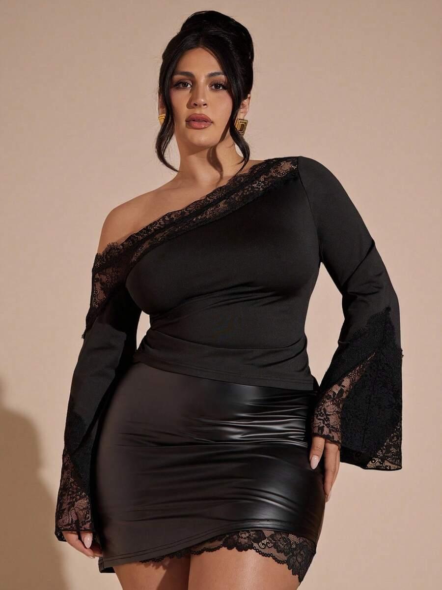 czarna bluzka koronka