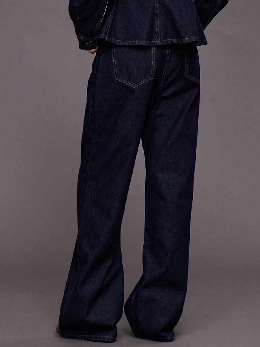 GRANATOWE SPODNIE JEANS