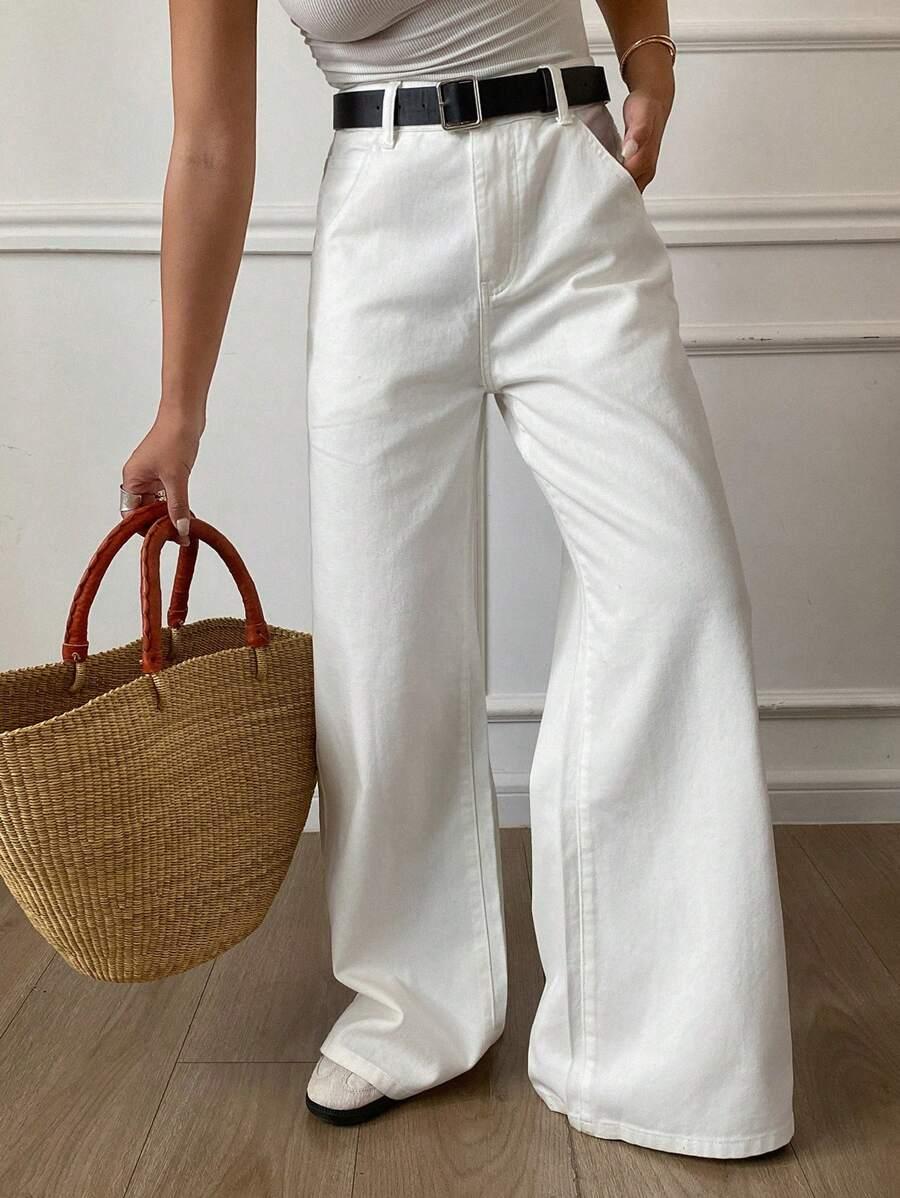 BIAŁE SPODNIE JEANS