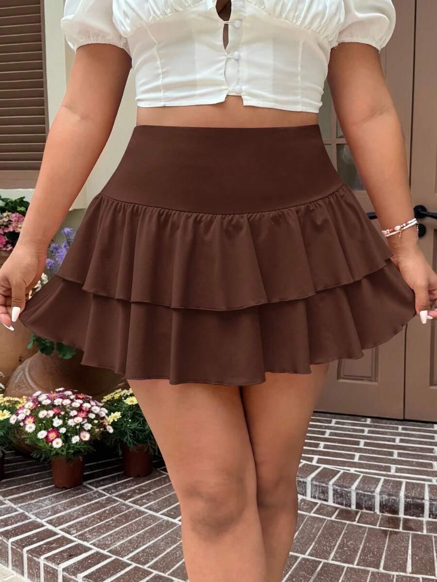 brązowa mini spódnica