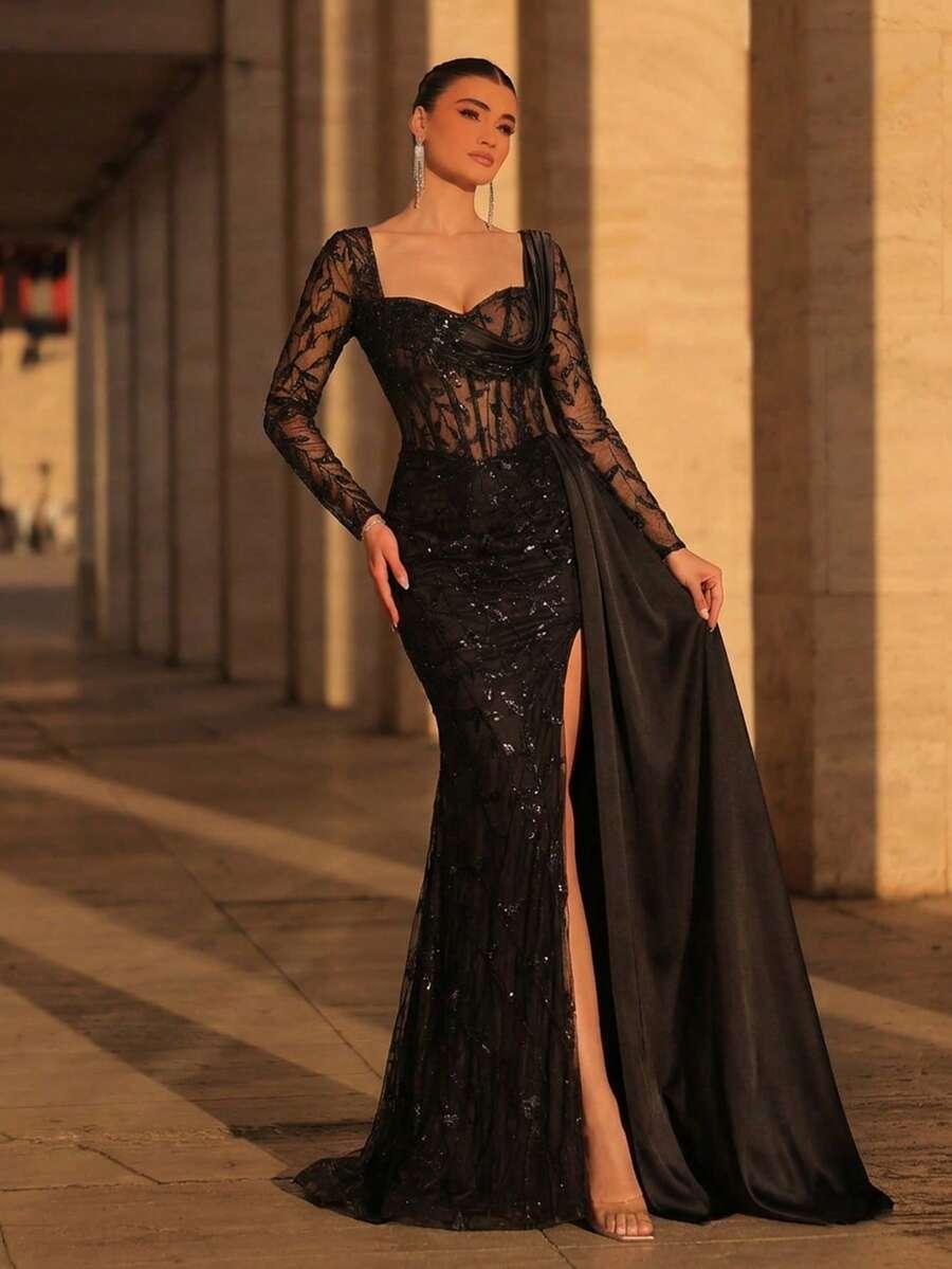 CZARNA MAXI SUKIENKA