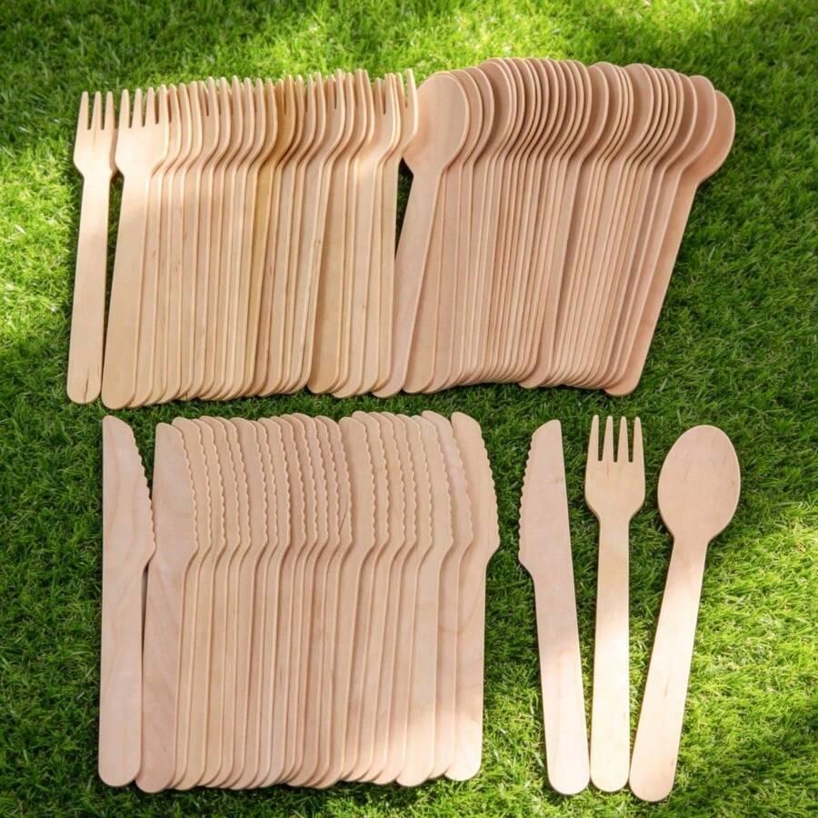 drewniane sztućce jednorazowe 150-pack