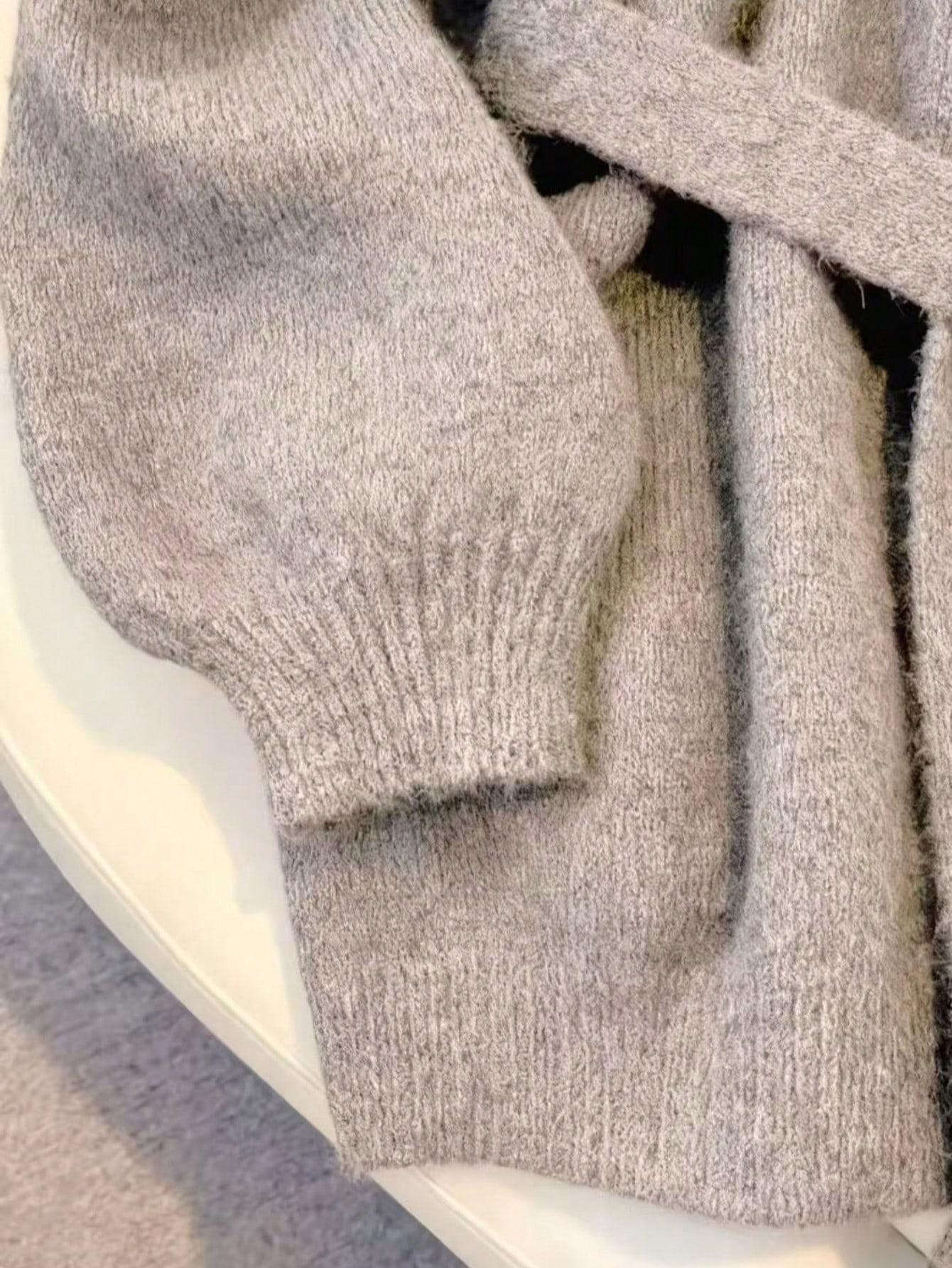 beżowy sweter wiązanie 