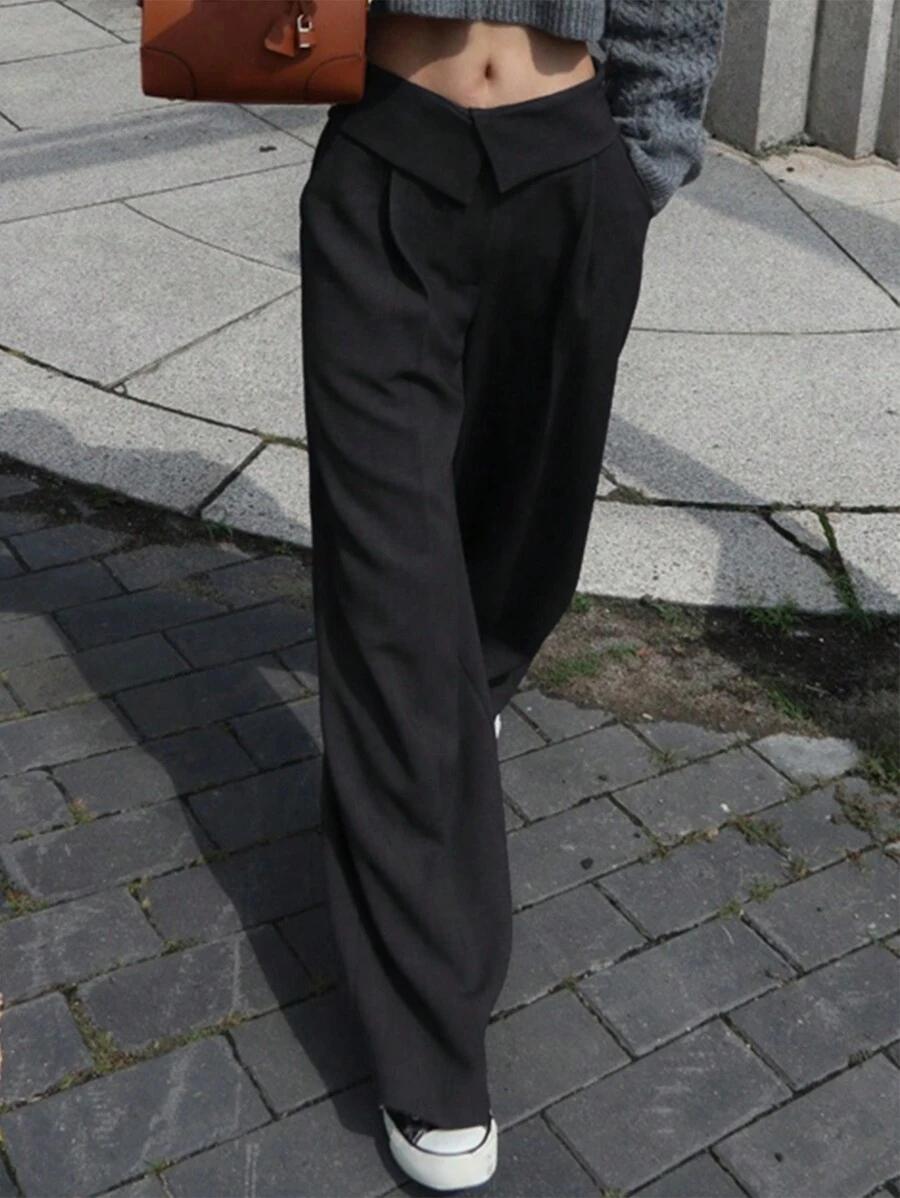 CZARNE SPODNIE PROSTA NOGAWKA