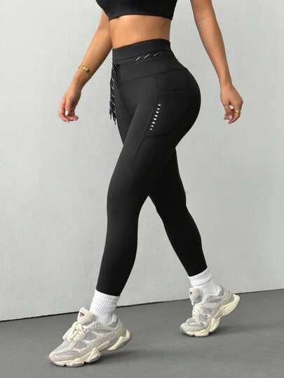czarne legginsy sportowe