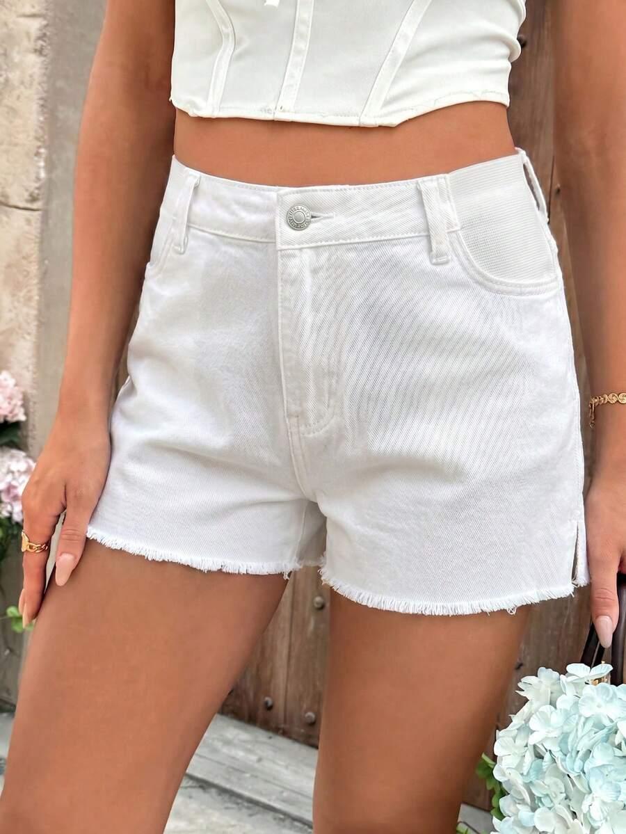 białe ciążowe spodenki jeans