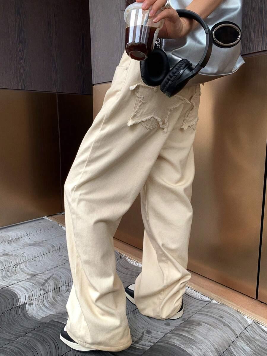 BEŻOWE SPODNIE JEANS
