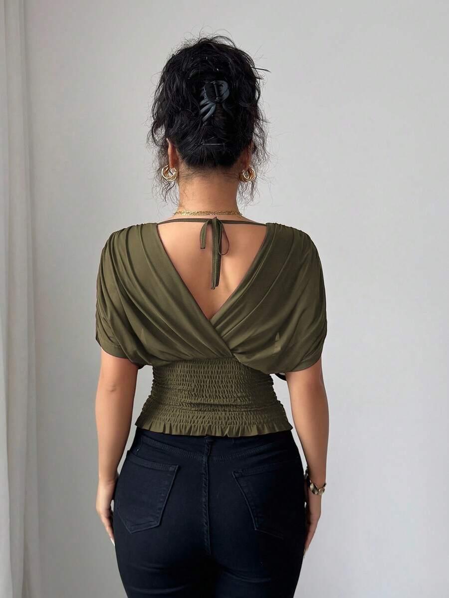 ZIELONA BLUZKA V-NECK