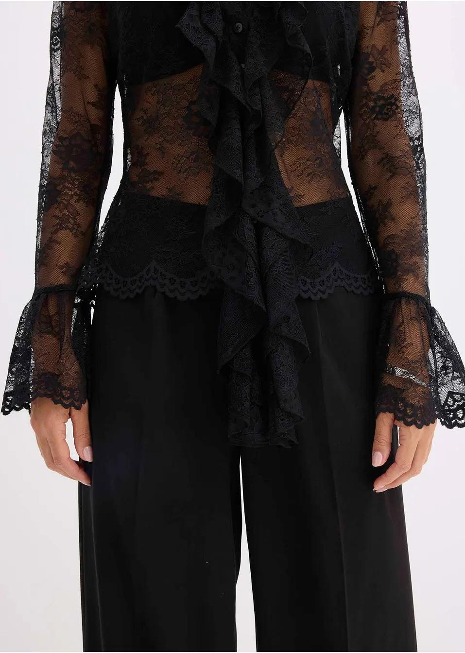 BLUZA KORONKOWA CZARNA