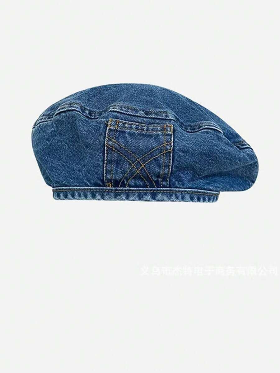niebieska czapka beret