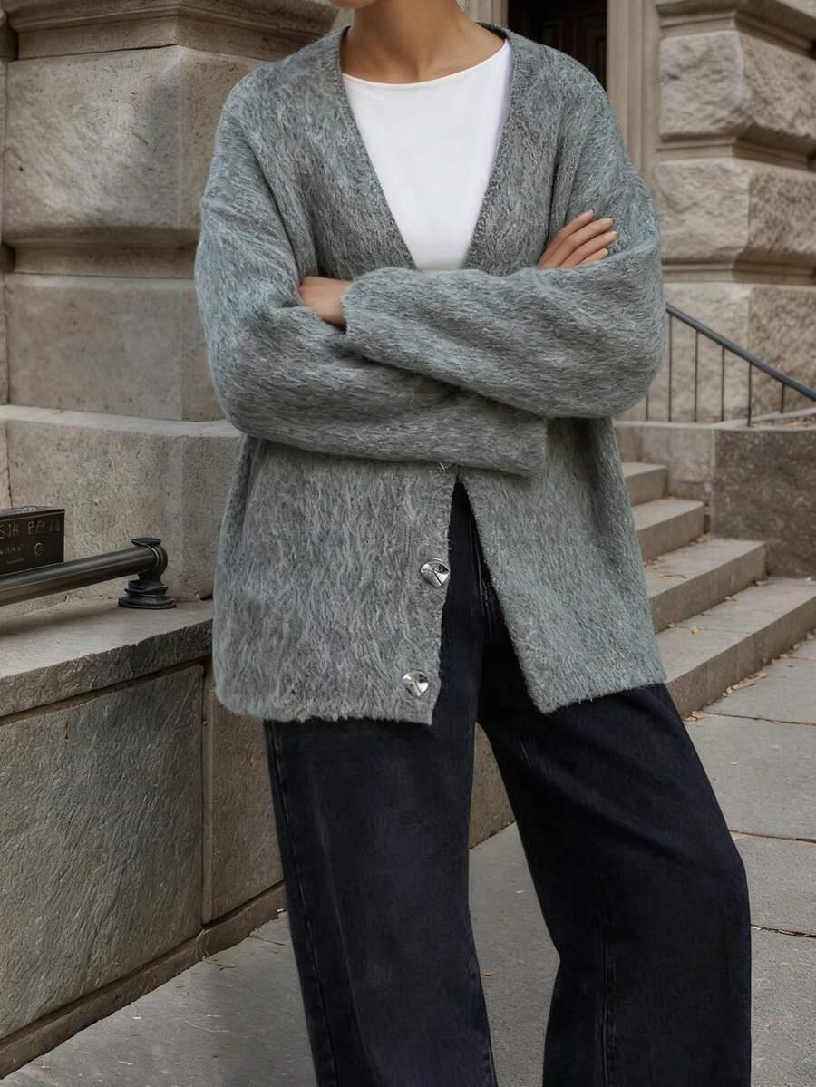 SZARY ROZPIANY SWETER 