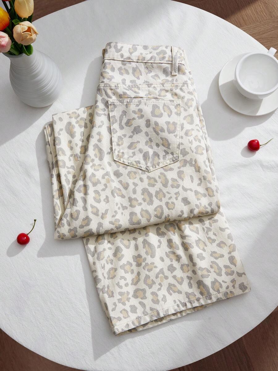 spodnie jeans animal print