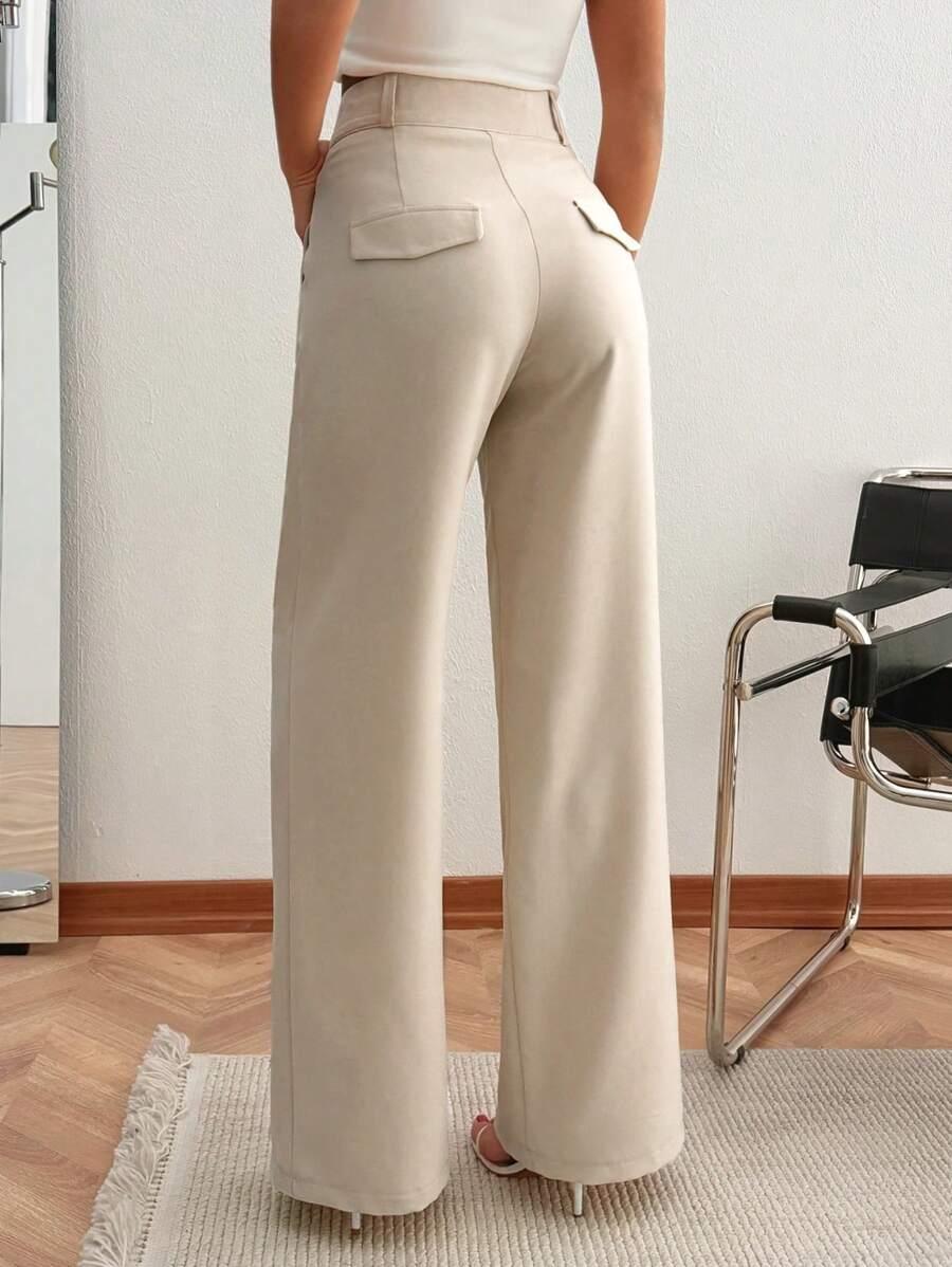 BEŻOWE SPODNIE WYSOKI STAN