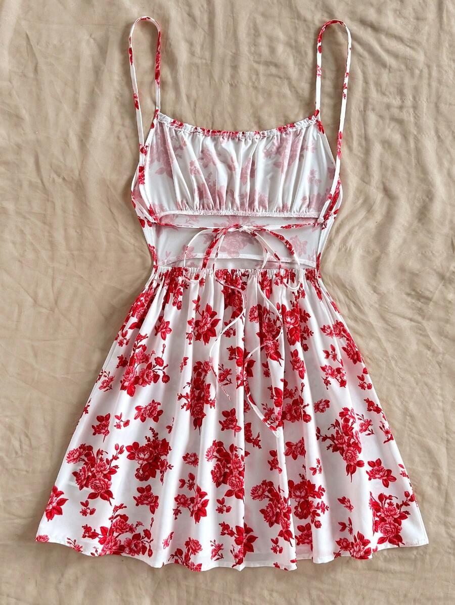 mini sukienka wzór kwiaty 